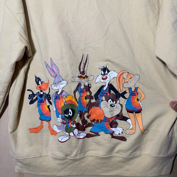 Space Jam A New Legacy Tune Squad Hoodie Men’s M Beige Warner Bros Looney Tunes - Picture 8 of 9